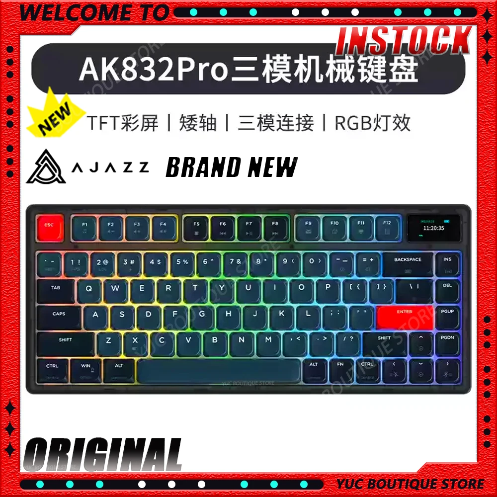 NEW Ajazz Ak832pro Dwarf Low Axis Keyboard Gaming Keyboard Wireless Bluetooth Adapter Tablet Office Computer Peripherals
NEW Ajazz Ak832pro Dwarf Low Axis Keyboard Gaming Keyboard Wireless Bluetooth Adapter Tablet Office Computer Peripherals