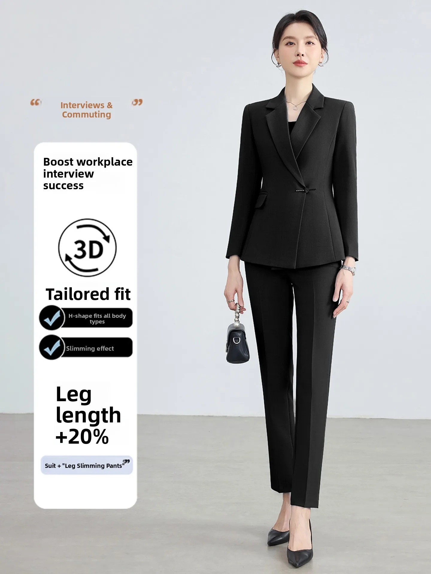 Black Suit Jacket Women's Formal Occasion Waist-Cinching Professional Interview Career Suit Set Standard Cut Commute Style
Black Suit Jacket Women's Formal Occasion Waist-Cinching Professional Interview Career Suit Set Standard Cut Commute Style