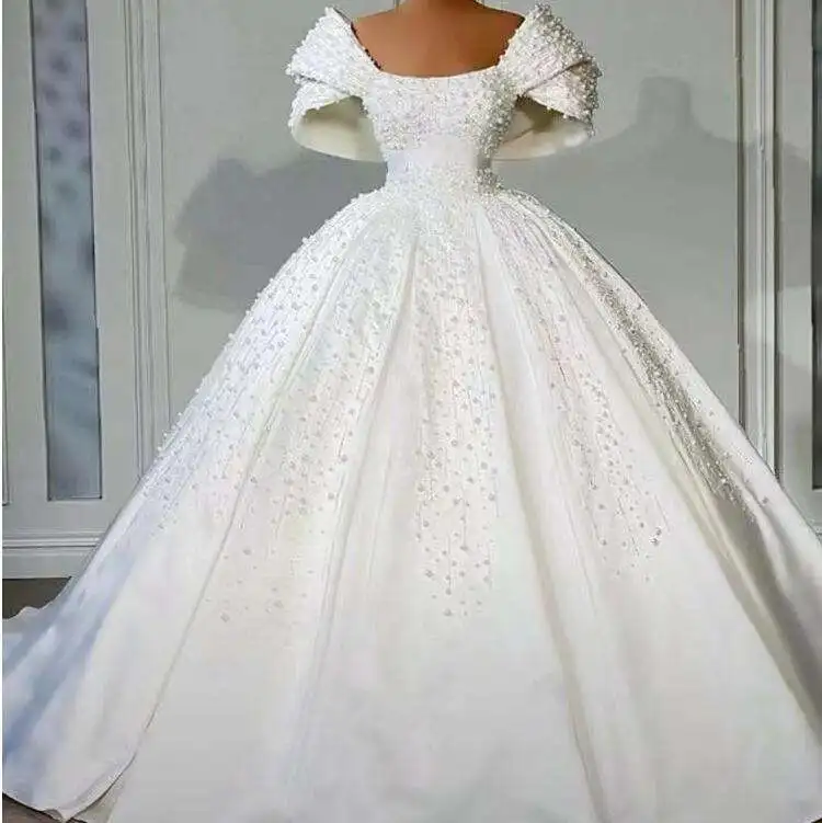 Off Shoulder Bridal Dresses Satin Pleated Princess Wedding Gowns Sequins Pearl Beaded Plus Size Women's Bride Gowns
Off Shoulder Bridal Dresses Satin Pleated Princess Wedding Gowns Sequins Pearl Beaded Plus Size Women's Bride Gowns