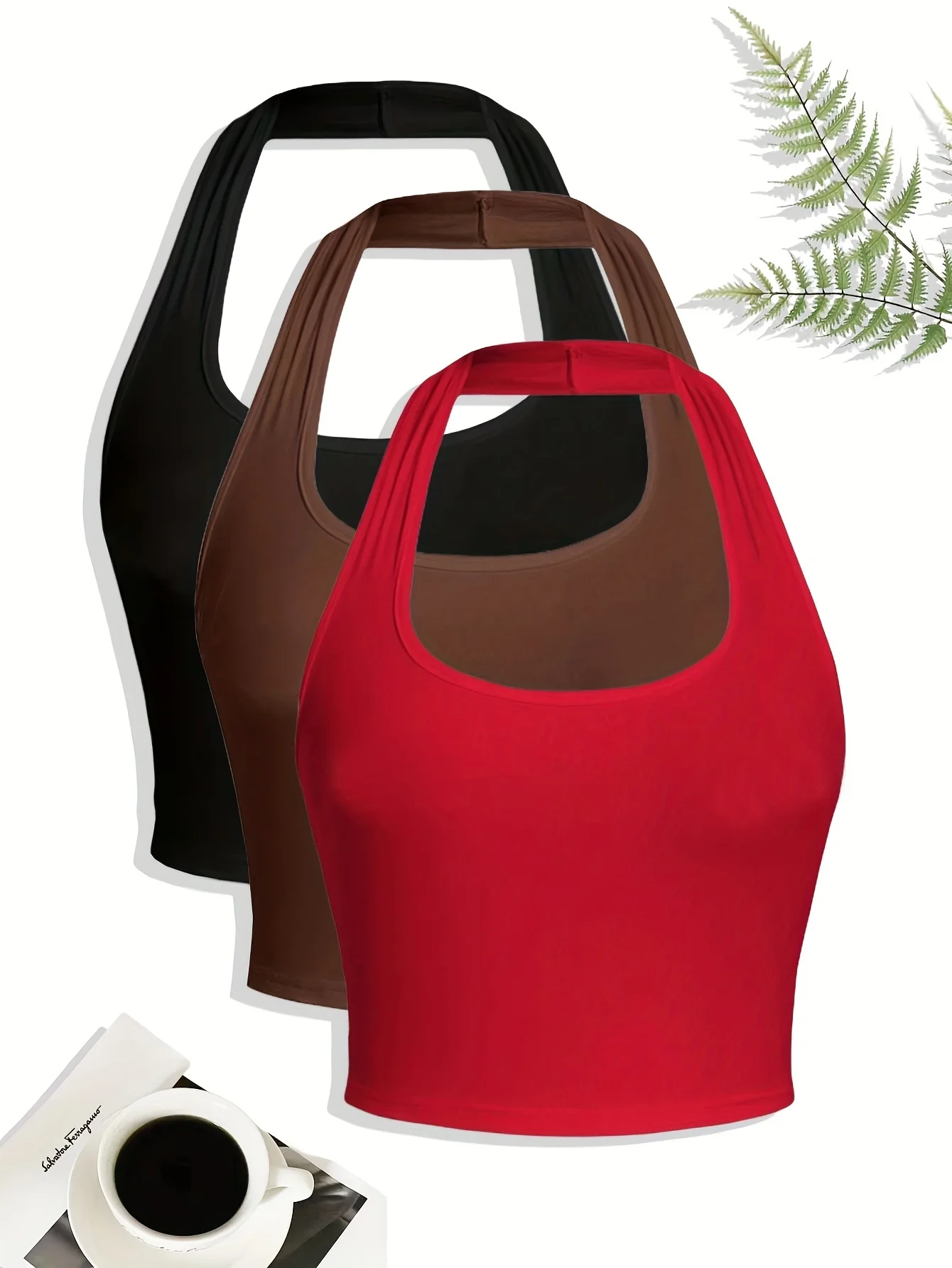 New women's classic solid color women's neck halter sling 3-piece set
New women's classic solid color women's neck halter sling 3-piece set