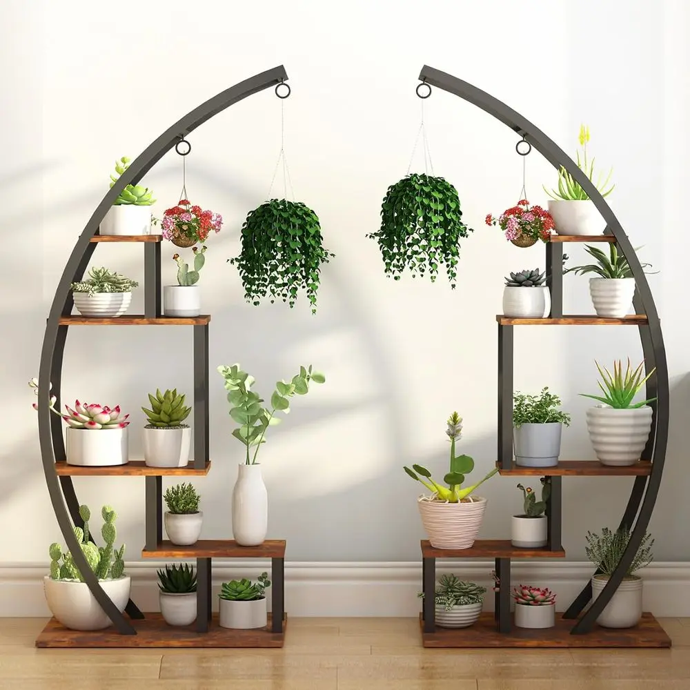 5 Tier Large Plant Stand Indoor, Half Moon Plant Shelf Ladder Flower Pot Stand Rack, Multi-Purpose Curved Flower Display Holder
5 Tier Large Plant Stand Indoor, Half Moon Plant Shelf Ladder Flower Pot Stand Rack, Multi-Purpose Curved Flower Display Holder