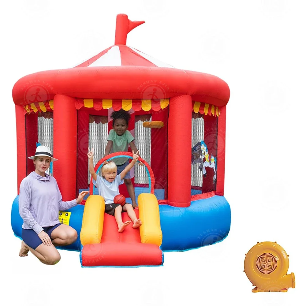 Children's Inflatable Jumping House Multicolor Carousel Theme Inflatable Bouncy Castle with Slide and Protective Mesh
Children's Inflatable Jumping House Multicolor Carousel Theme Inflatable Bouncy Castle with Slide and Protective Mesh