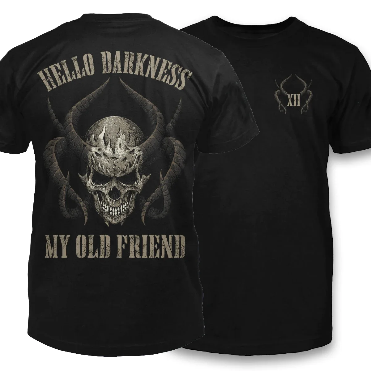 Hello Darkness My Old Friend. Gothic Evil Skull T-Shirt 100% Cotton Short Sleeve O-Neck Harajuku Casual Mens T-shirt Streetwear
Hello Darkness My Old Friend. Gothic Evil Skull T-Shirt 100% Cotton Short Sleeve O-Neck Harajuku Casual Mens T-shirt Streetwear