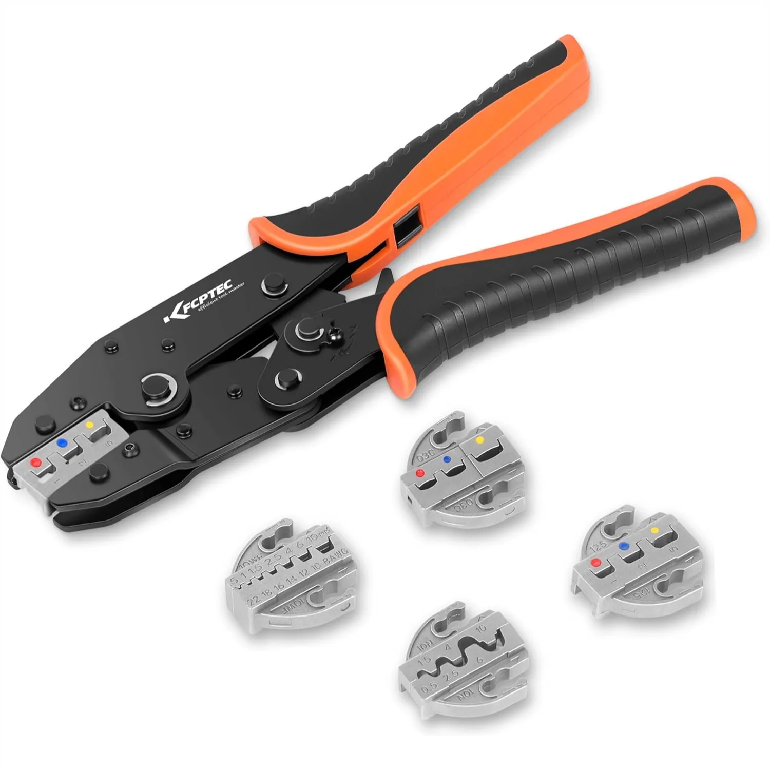 Ratchet Wire Crimping Tool Kit with Quick-Change Jaws for Heat Shrink, Insulated & Non-Insulated Connectors, Ferrules, Open
Ratchet Wire Crimping Tool Kit with Quick-Change Jaws for Heat Shrink, Insulated & Non-Insulated Connectors, Ferrules, Open