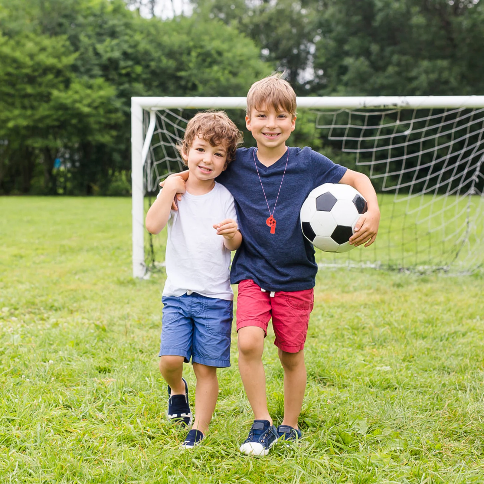 24Pcs Plastic Soccer Pattern Whistles Lanyard Training Sports Referee Whistles Party Favors Noise Makers Whistle for Kids 
24Pcs Plastic Soccer Pattern Whistles Lanyard Training Sports Referee Whistles Party Favors Noise Makers Whistle for Kids