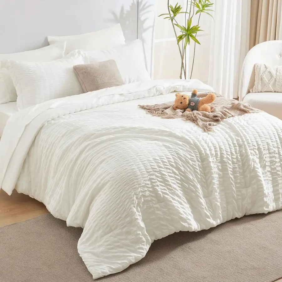 Queen Comforter Set Ivory Seersucker 7 Pieces Bed in a Bag Queen Comforter Set with Sheets, Luxury Soft Bedding Set with Down Al
Queen Comforter Set Ivory Seersucker 7 Pieces Bed in a Bag Queen Comforter Set with Sheets, Luxury Soft Bedding Set with Down Al