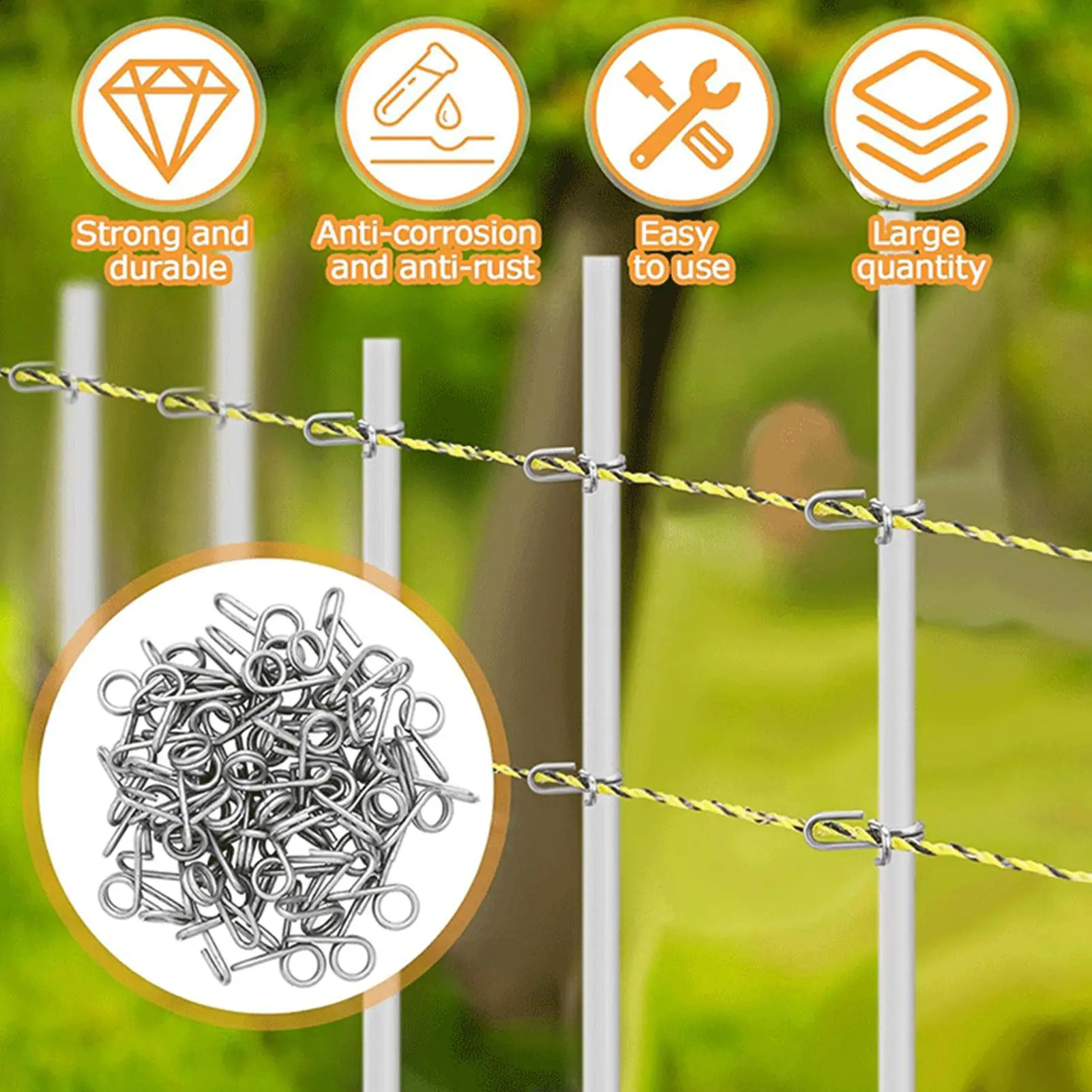 Fence Clips 50 Pieces Stainless Steel Fasteners Rod Post Clip for Outdoor Garden Greenhouse Cattle Livestock Enclosure
Fence Clips 50 Pieces Stainless Steel Fasteners Rod Post Clip for Outdoor Garden Greenhouse Cattle Livestock Enclosure