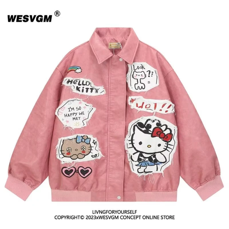 Кожаная куртка с вышивкой в американском ретро-стиле Hello Kitty для женщин, осенне-зимняя, свободного кроя, повседневная, для пар, верхняя одежда, уличный стиль
Кожаная куртка с вышивкой в американском ретро-стиле Hello Kitty для женщин, осенне-зимняя, свободного кроя, повседневная, для пар, верхняя одежда, уличный стиль