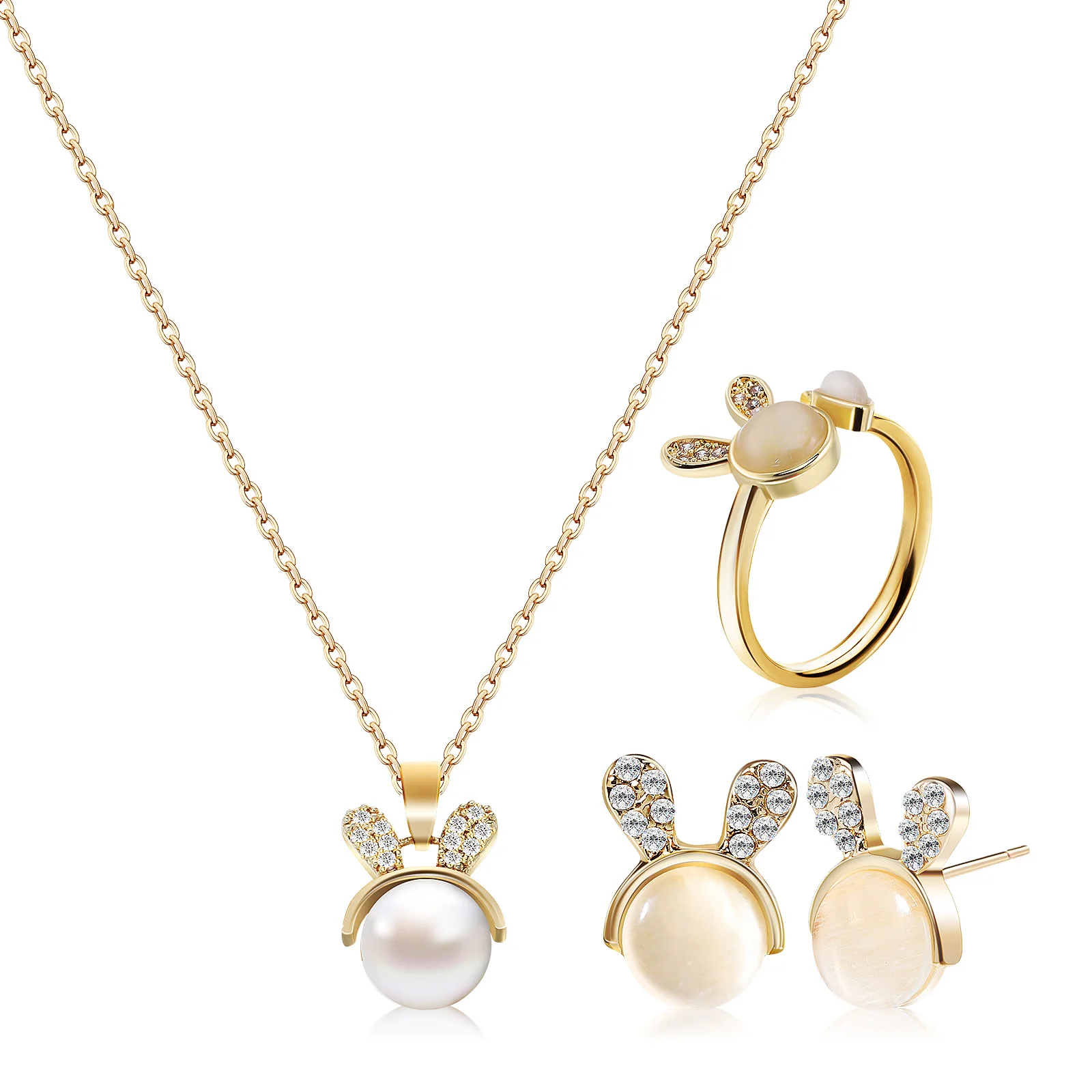 1 set Rabbit Jewelry Set Necklace Earrings Ring for Girls Women Gifts Cute Long Lasting Elegant Charm Occasions Accessories
1 set Rabbit Jewelry Set Necklace Earrings Ring for Girls Women Gifts Cute Long Lasting Elegant Charm Occasions Accessories