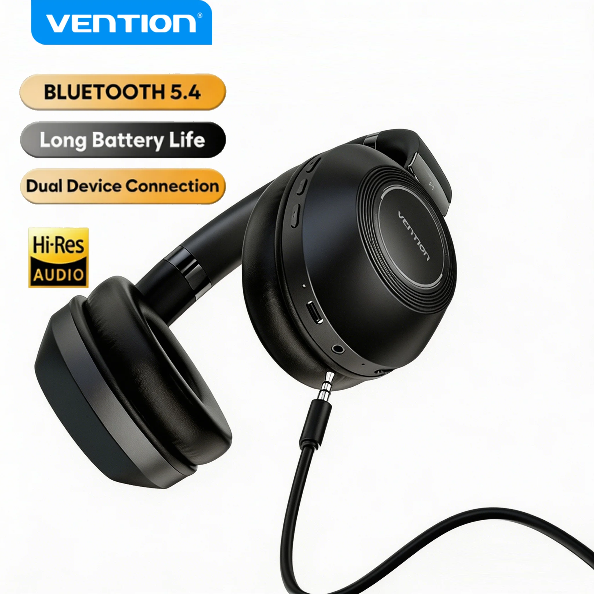 Vention S11 ENC Wireless Headphone Noise Canceling Hi-Res 3D Spatial Bluetooth Over Ear Headset 40mm Dynamic Driver with Cable
Vention S11 ENC Wireless Headphone Noise Canceling Hi-Res 3D Spatial Bluetooth Over Ear Headset 40mm Dynamic Driver with Cable