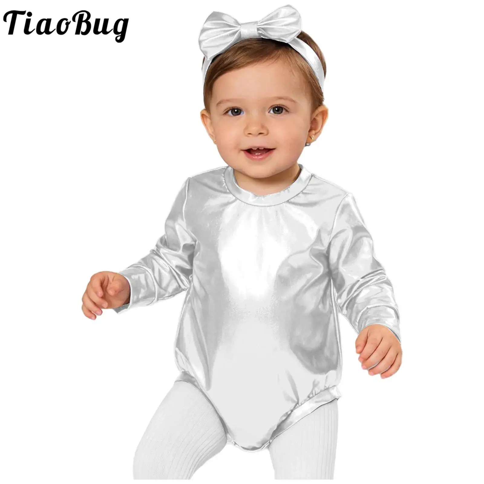Toddler Baby Girls Boys Clothes Metallic Shiny Rompers Long Sleeve Bodysuit with Bow Headband Birthday Party Photography Outfit
Toddler Baby Girls Boys Clothes Metallic Shiny Rompers Long Sleeve Bodysuit with Bow Headband Birthday Party Photography Outfit