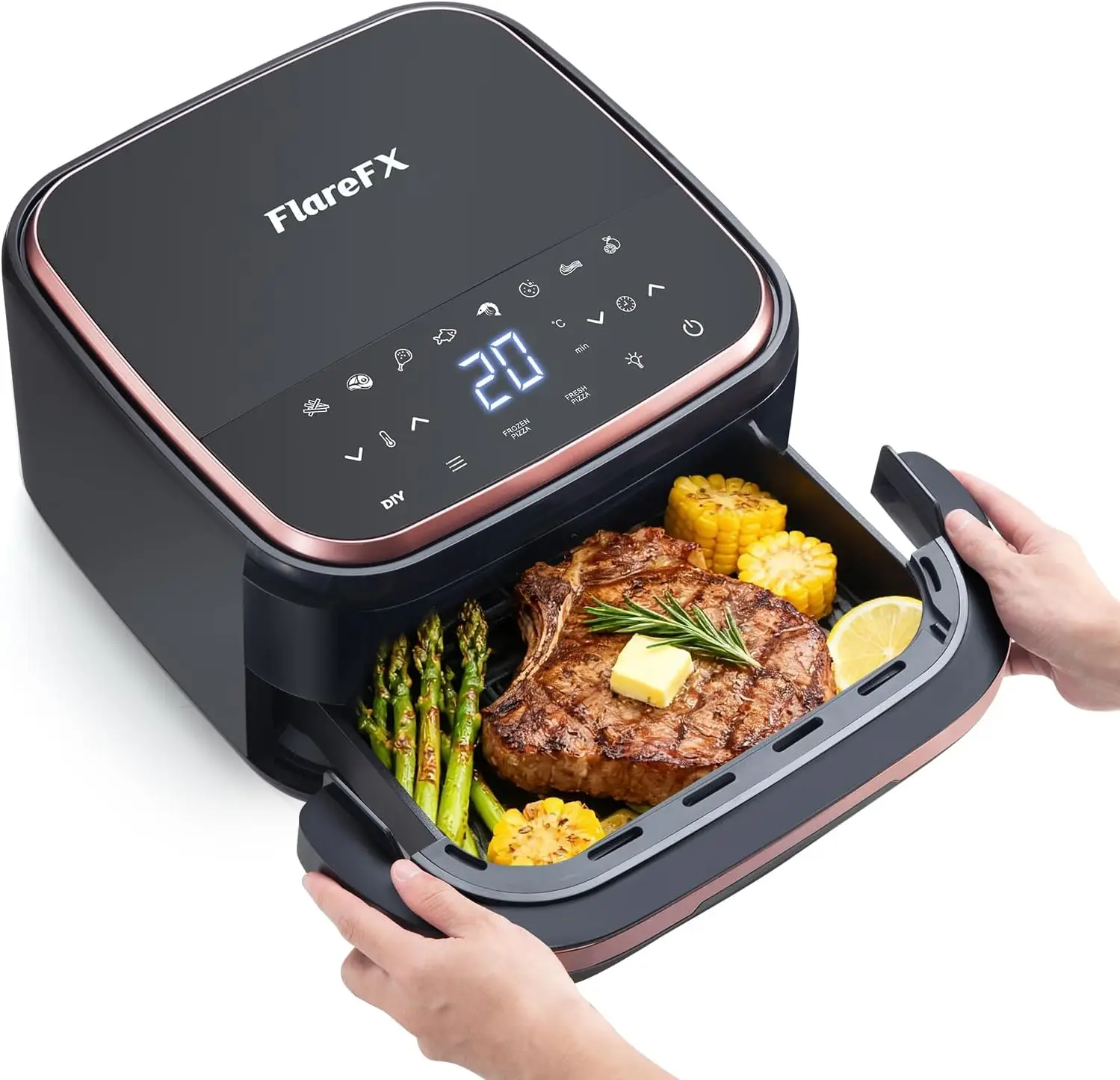 4.5QT Air Fryer Oven with 11 Presets, Dual Heating, Viewing Window, Nonstick Basket
4.5QT Air Fryer Oven with 11 Presets, Dual Heating, Viewing Window, Nonstick Basket