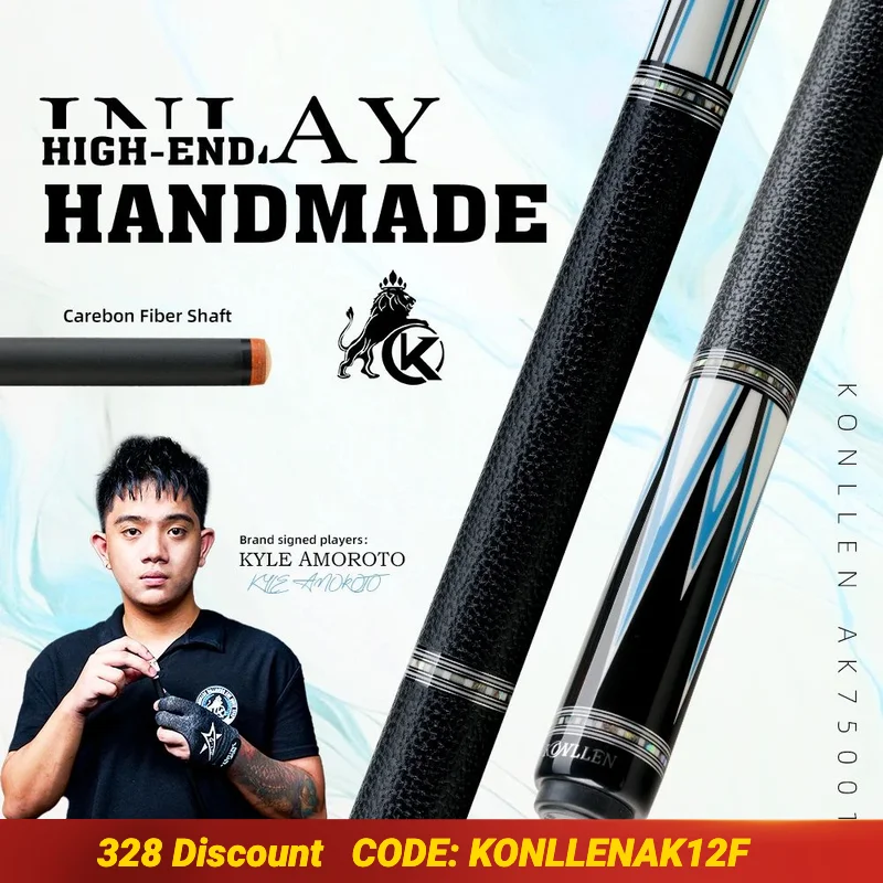 KONLLEN 2.0 Carbon Fiber Pool Cue with Professional Taper | Low Deflection Hand-Made Inlay Billiard Stick | for League Players
KONLLEN 2.0 Carbon Fiber Pool Cue with Professional Taper | Low Deflection Hand-Made Inlay Billiard Stick | for League Players