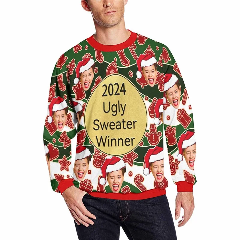 Custom Photo Funny Christmas Sweater With Face All Over Print Casual Pullover Sweatshirt Xmas Hoodie For Men Women
Custom Photo Funny Christmas Sweater With Face All Over Print Casual Pullover Sweatshirt Xmas Hoodie For Men Women