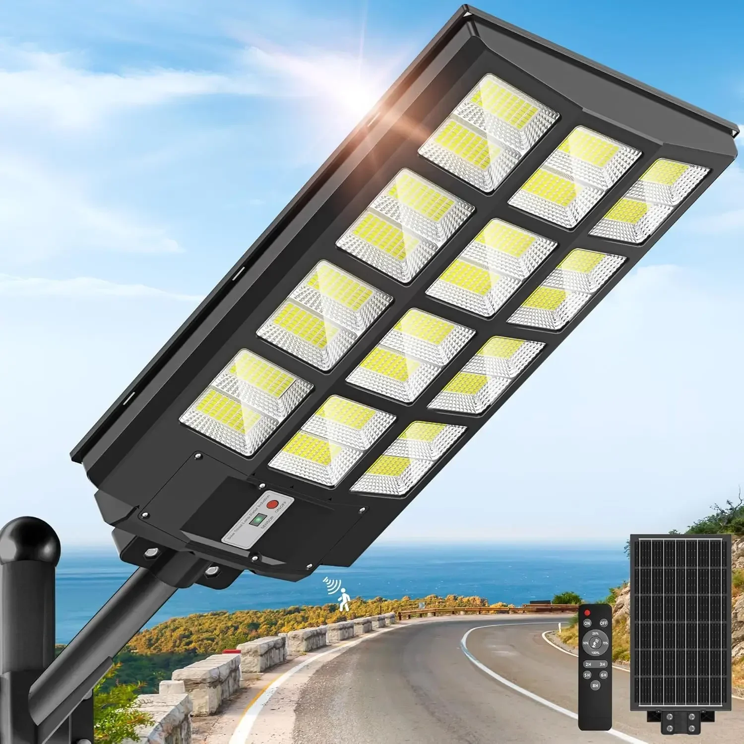 8000W Solar Lights Outdoor - 7000K Solar Street Lights Outdoor, Commercial Solar Parking Lot Lights IP66 Waterproof Dusk to Dawn
8000W Solar Lights Outdoor - 7000K Solar Street Lights Outdoor, Commercial Solar Parking Lot Lights IP66 Waterproof Dusk to Dawn