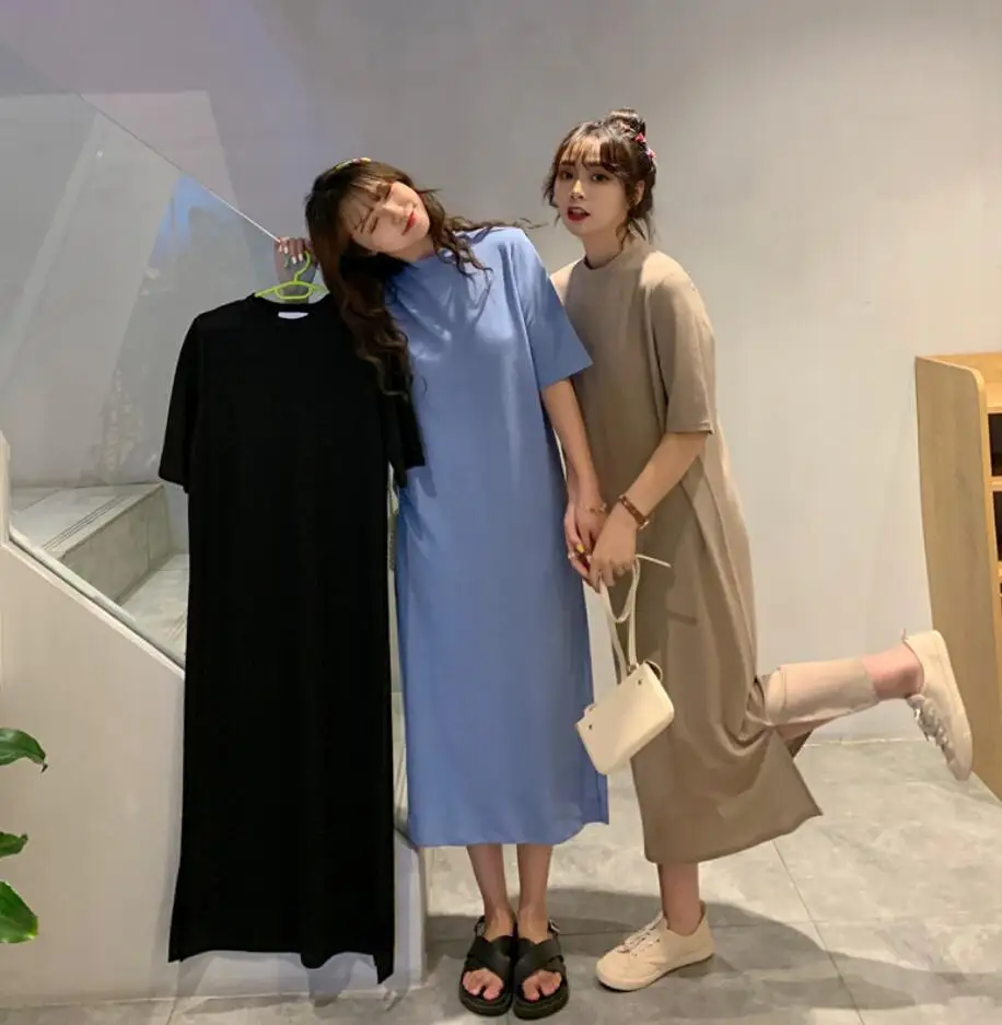 Korean Style Women Summer Cotton T-shirt Long Dress Loose Large Size 4XL Womens Casual Split Ends Dress Vestidos Daily Wear 2023
Korean Style Women Summer Cotton T-shirt Long Dress Loose Large Size 4XL Womens Casual Split Ends Dress Vestidos Daily Wear 2023