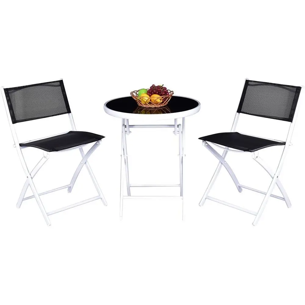 3-Piece Outdoor Bistro Set, Metal Patio Furniture, No Assembly Required, Black
3-Piece Outdoor Bistro Set, Metal Patio Furniture, No Assembly Required, Black