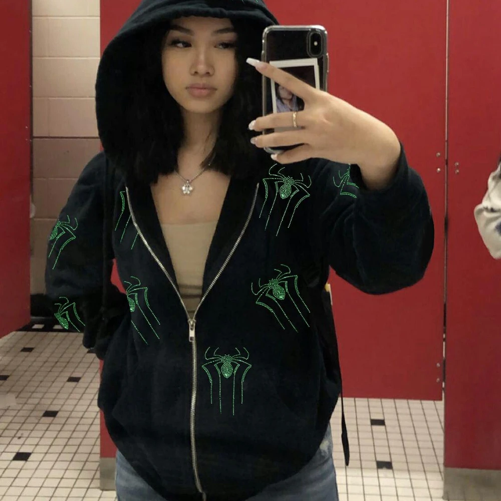 Lairauiy Women Y2k Dark Goth Zip Up Hoodie Long Sleeve Harajuku Sweatshirt Aesthetic Casual Oversized Hooded Top Streetwear
Lairauiy Women Y2k Dark Goth Zip Up Hoodie Long Sleeve Harajuku Sweatshirt Aesthetic Casual Oversized Hooded Top Streetwear
