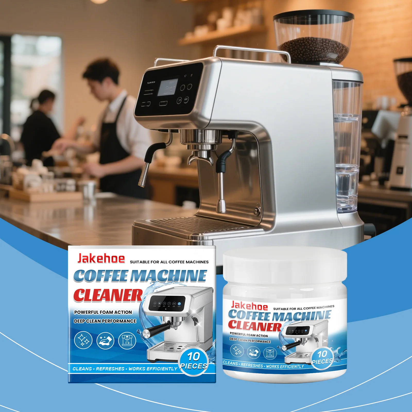 JAKEHOE Coffee Machine Cleaner Tablets - Descaling & Cleaning for Home/Commercial Coffee Makers, Removes Oil Stains & Limescale
JAKEHOE Coffee Machine Cleaner Tablets - Descaling & Cleaning for Home/Commercial Coffee Makers, Removes Oil Stains & Limescale