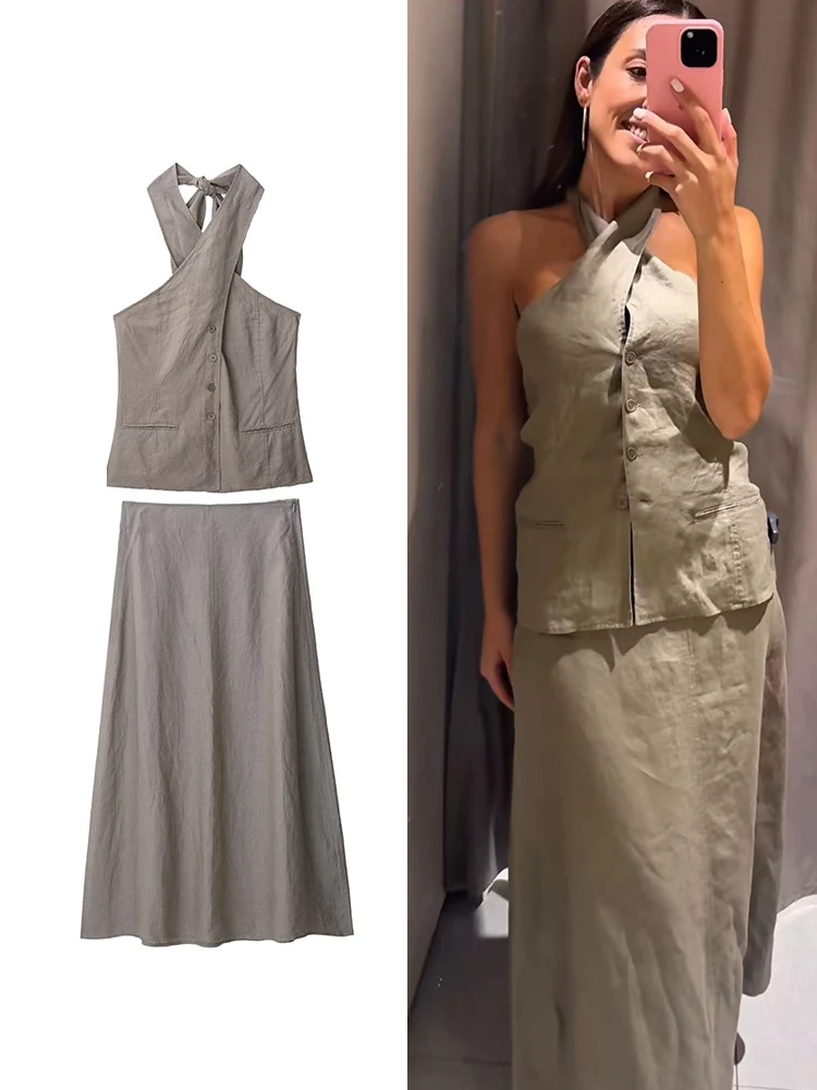 TFMLN Ретро Юбка Комплекты из двух предметов для женщин 2025 Шикарная майка с лямкой через плечо Боковая молния А-силуэта Юбка-миди Костюмы Повседневная одежда
TFMLN Ретро Юбка Комплекты из двух предметов для женщин 2025 Шикарная майка с лямкой через плечо Боковая молния А-силуэта Юбка-миди Костюмы Повседневная одежда