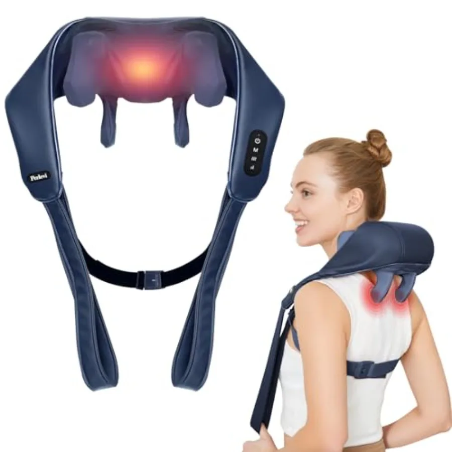 Cordless Rechargeable Neck Massager with Heat for Pain Relief Deep Tissue 6D Shiatsu Kneading Massage PU-Dark Blue for Neck Sho
Cordless Rechargeable Neck Massager with Heat for Pain Relief Deep Tissue 6D Shiatsu Kneading Massage PU-Dark Blue for Neck Sho