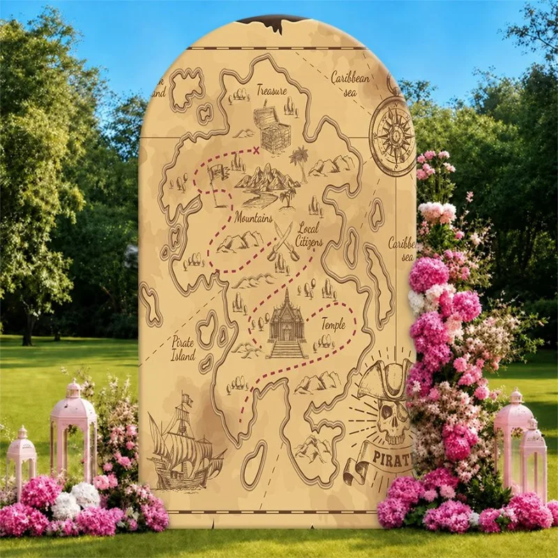 Single Side Arch Backdrop Cover Pirate Adventure Map Themed Backdrop for Party Decorations Featuring Treasure Islands Mountains
Single Side Arch Backdrop Cover Pirate Adventure Map Themed Backdrop for Party Decorations Featuring Treasure Islands Mountains