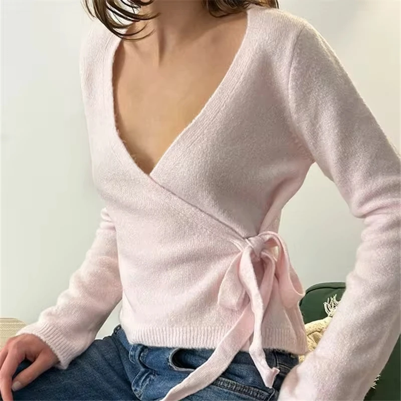 hirigin Women Y2K Wrap Cardigan Fairy V Neck Side Tie Long Sleeve Loose Fit Crop Sweater Top Preppy Fall Winter Knitwear
hirigin Women Y2K Wrap Cardigan Fairy V Neck Side Tie Long Sleeve Loose Fit Crop Sweater Top Preppy Fall Winter Knitwear