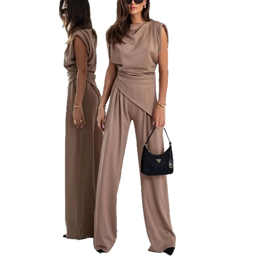 Elegant Straight Commuting Set Simple Solid Color O Neck Sleeveless Top Pants Suit Women Fashion High Street Irregular Outfit
Elegant Straight Commuting Set Simple Solid Color O Neck Sleeveless Top Pants Suit Women Fashion High Street Irregular Outfit