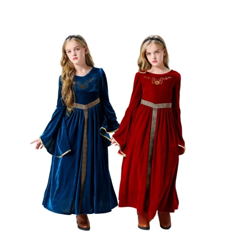 New Halloween Cosplay Medieval Renaissance Court Performance Costume Children Velvet Bell Sleeve Ball Gown Elegant Lady
New Halloween Cosplay Medieval Renaissance Court Performance Costume Children Velvet Bell Sleeve Ball Gown Elegant Lady