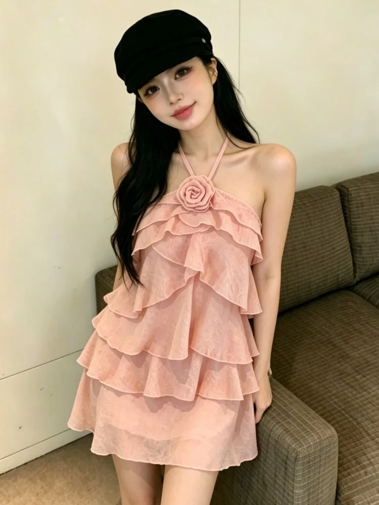 Sweet And Spicy Girl Pure Desire Style Bridesmaid Dress with Neck Hanging Lotus Leaf Short Skirt Backless Evening Gown
Sweet And Spicy Girl Pure Desire Style Bridesmaid Dress with Neck Hanging Lotus Leaf Short Skirt Backless Evening Gown