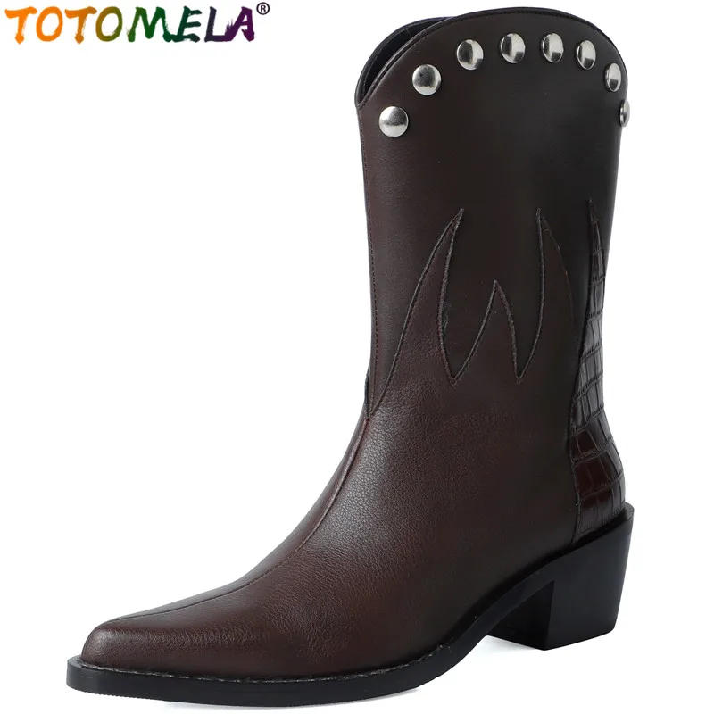 TOTOMELA 2022 New Top Quality Genuine Leather Women Boots Ankle Chelsea Boots Vintage Winter Square Med Heels Shoes
TOTOMELA 2022 New Top Quality Genuine Leather Women Boots Ankle Chelsea Boots Vintage Winter Square Med Heels Shoes
