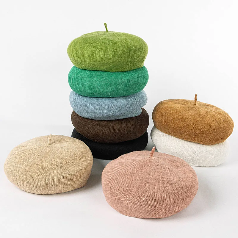 New Fashionable Spring And Summer Knitted Linen Candy Color Beret Simple Breathable Caps Women's Versatile Vintage Painter Hats
New Fashionable Spring And Summer Knitted Linen Candy Color Beret Simple Breathable Caps Women's Versatile Vintage Painter Hats