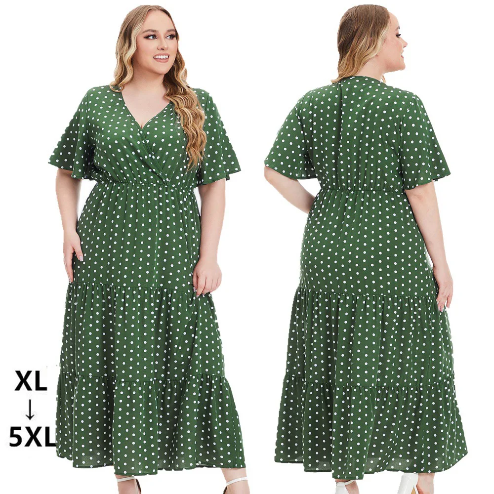 Green Blue Red Summer Dress 2025 Short Sleeve Boho Clothing V Neck Elegant Long Casual Women's Dresses Polka Dot Large Size Robe
Green Blue Red Summer Dress 2025 Short Sleeve Boho Clothing V Neck Elegant Long Casual Women's Dresses Polka Dot Large Size Robe