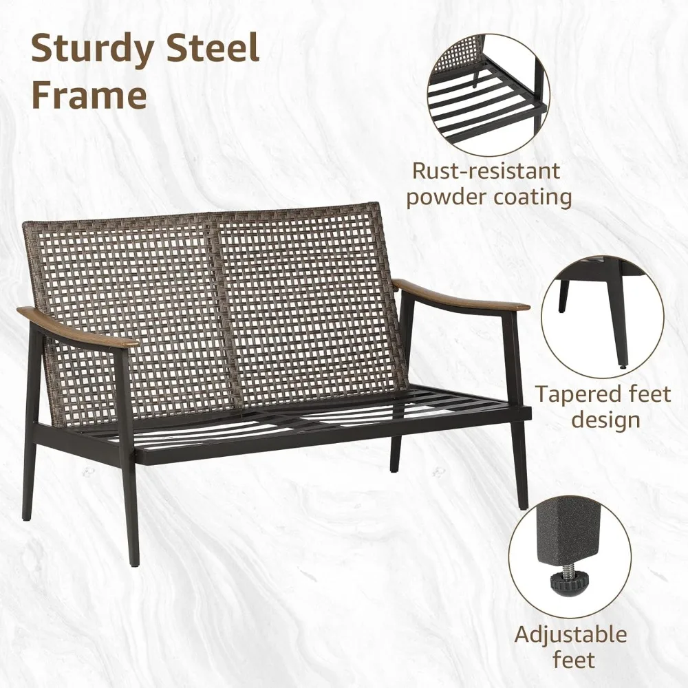 Patio Loveseat Sofa Outdoor Furniture Metal Chair with Wicker Backrest & 6 Inches Cushion, Customized
Patio Loveseat Sofa Outdoor Furniture Metal Chair with Wicker Backrest & 6 Inches Cushion, Customized