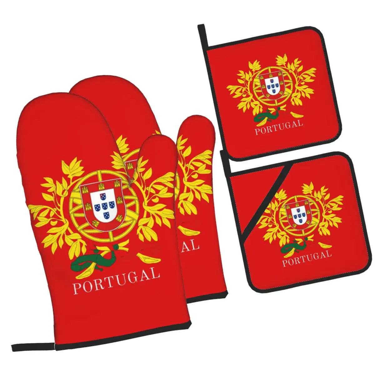 Flag Of Portugal Oven Mitts and Pot Holder Sets of 4 for Baking Kitchen Cooking BBQ Resistant Non-Slip Gloves
Flag Of Portugal Oven Mitts and Pot Holder Sets of 4 for Baking Kitchen Cooking BBQ Resistant Non-Slip Gloves