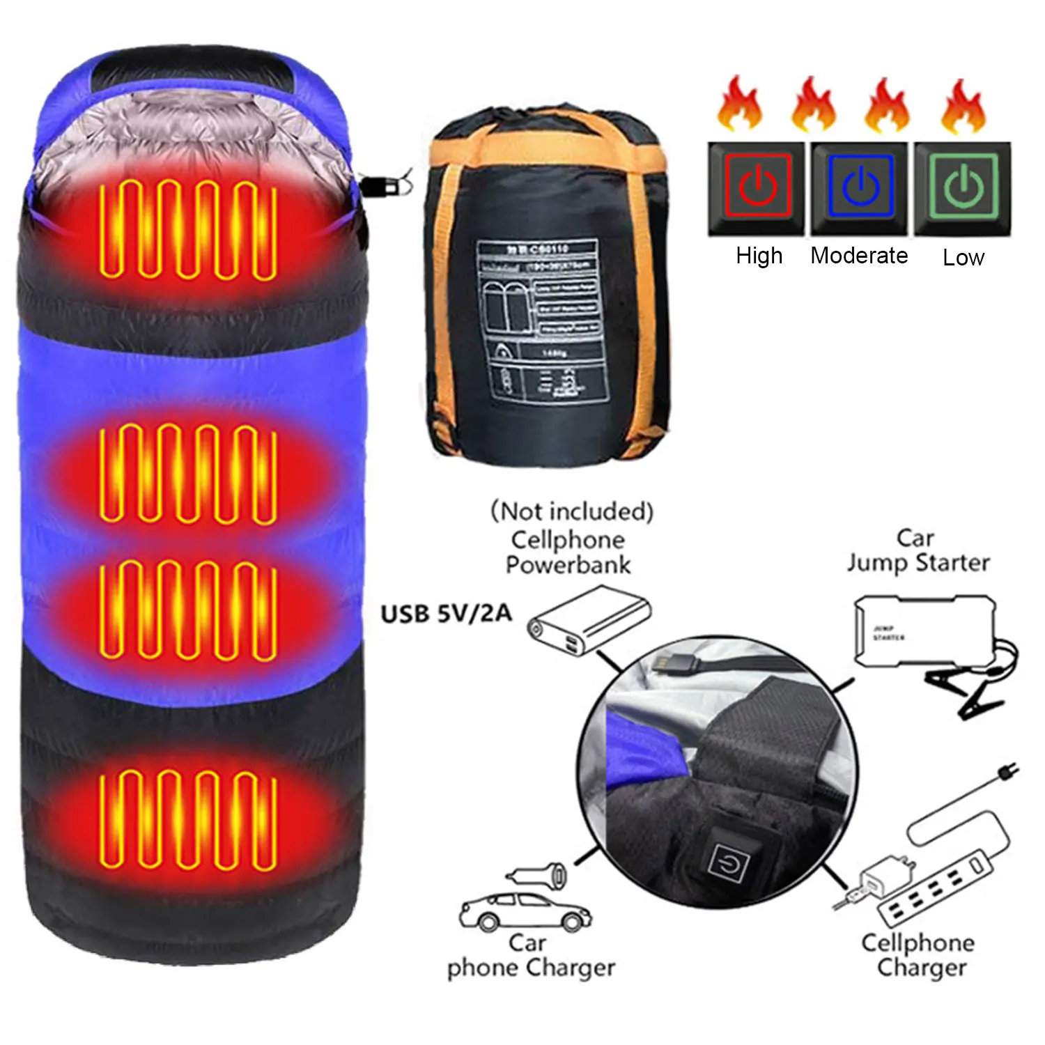 Sleeping Bag - USB Electric Heated Sleeping Bag, Water Repellent and Tear Resistant Portable Outdoor Wearable Sleeping Bag
Sleeping Bag - USB Electric Heated Sleeping Bag, Water Repellent and Tear Resistant Portable Outdoor Wearable Sleeping Bag
