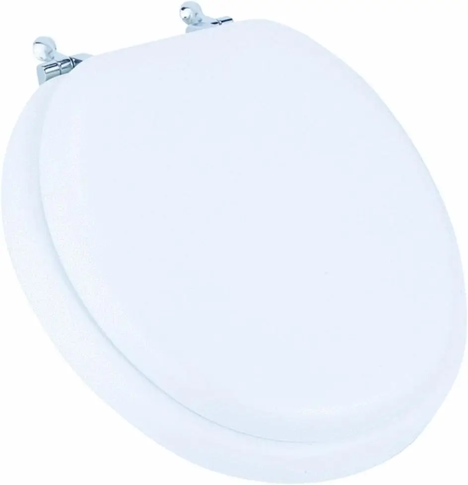 Soft Toilet Seat with Chrome Hinges, Round, Padded Wood Core, White
Soft Toilet Seat with Chrome Hinges, Round, Padded Wood Core, White