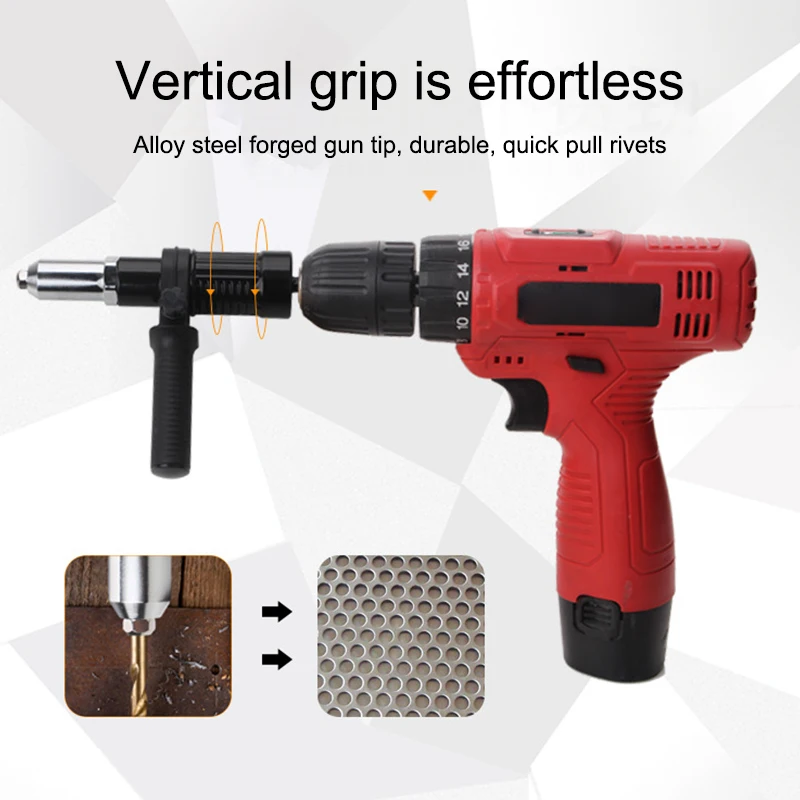 Riveting Machine Electric Rivet Gun Adapter 2.4mm-3.2mm-4.0mm-4.8mm Riveting Tools Home Riveting Machine For Electric Drills 
Riveting Machine Electric Rivet Gun Adapter 2.4mm-3.2mm-4.0mm-4.8mm Riveting Tools Home Riveting Machine For Electric Drills