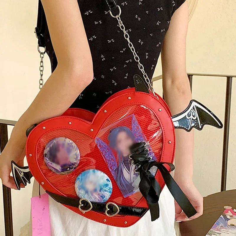 Lovely Little Devil Wings Pain Bag Comic Show Girls Crossbody Shoulder Bag Doll Receive Handbag Women Punk Heart Itabags
Lovely Little Devil Wings Pain Bag Comic Show Girls Crossbody Shoulder Bag Doll Receive Handbag Women Punk Heart Itabags