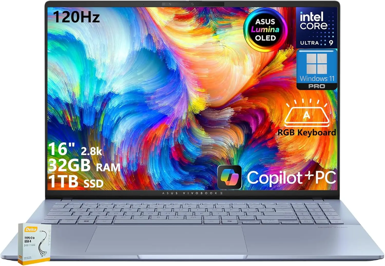 Ноутбук ASUS Vivobook S16 AI PC с 32 ГБ ОЗУ, 1 ТБ SSD, RGB-подсветкой для творческих людей, дизайнеров, бизнес-профессионалов, Windows 11 Pro с аксессуарами DLCA
Ноутбук ASUS Vivobook S16 AI PC с 32 ГБ ОЗУ, 1 ТБ SSD, RGB-подсветкой для творческих людей, дизайнеров, бизнес-профессионалов, Windows 11 Pro с аксессуарами DLCA