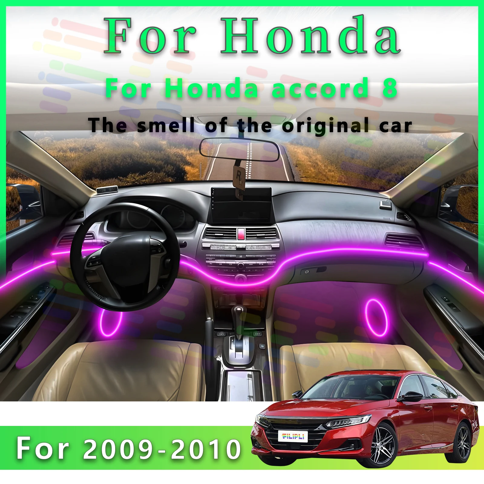 For Honda Accord 8th Gen Interior 64 Colors LED Acrylic Ambient Lamp Strip with APP Controlled Lighting Effects and Multiple Dec
For Honda Accord 8th Gen Interior 64 Colors LED Acrylic Ambient Lamp Strip with APP Controlled Lighting Effects and Multiple Dec