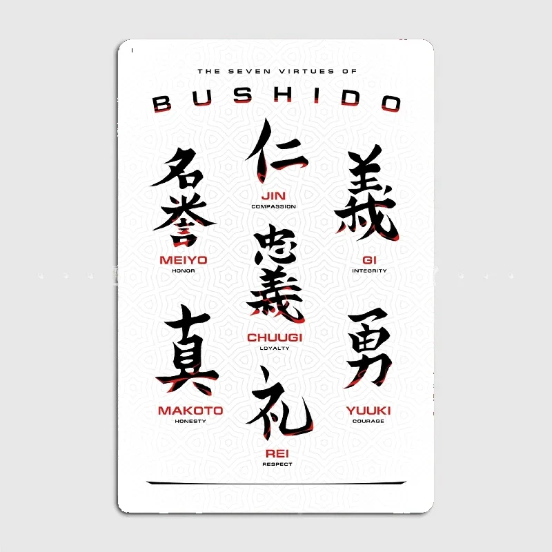 Bushido Code White Metal Tin Sign Truck Indoor and Outdoor Home Bar Coffee Kitchen Wall Decoration 
Bushido Code White Metal Tin Sign Truck Indoor and Outdoor Home Bar Coffee Kitchen Wall Decoration
