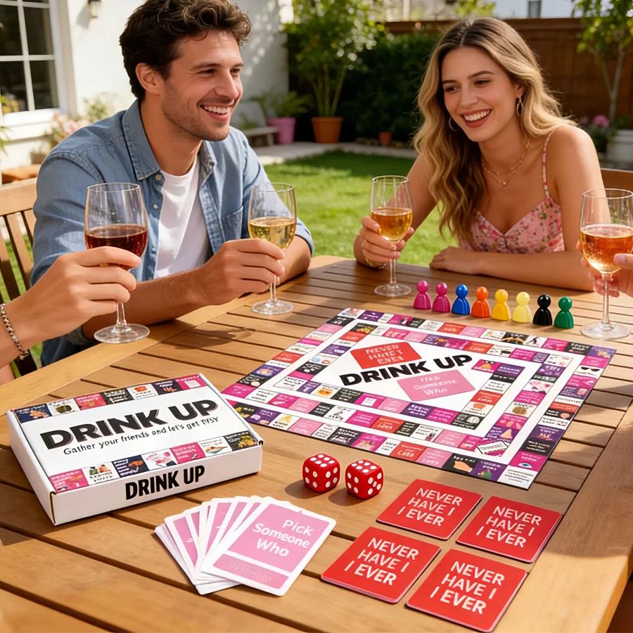 Drinking game, leather drink board game, interactive night drinking game party box DRINK UP.
Drinking game, leather drink board game, interactive night drinking game party box DRINK UP.