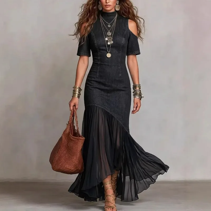 Cross-border Spring Summer New Style Off-the-shoulder Slimming Short-sleeved French Mesh Hemline Dress Fashionable Women's Wear
Cross-border Spring Summer New Style Off-the-shoulder Slimming Short-sleeved French Mesh Hemline Dress Fashionable Women's Wear