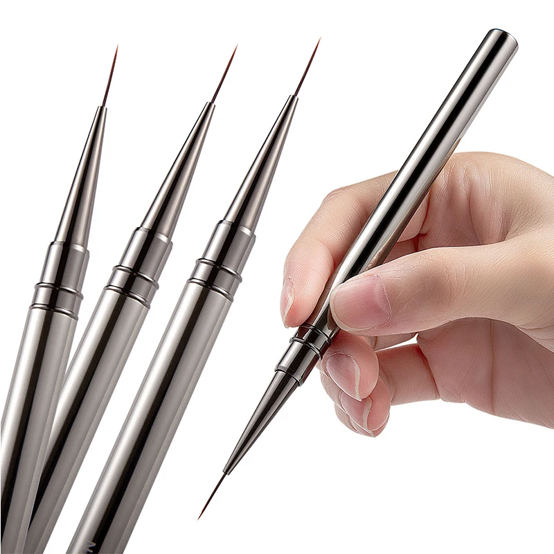 1PC Nail Liner Brush Drawing Lines Stripe Painting Flower Brushes 6/9/12/15/18mm Metal Handle Pen Nail Art DIY Manicure Tools
1PC Nail Liner Brush Drawing Lines Stripe Painting Flower Brushes 6/9/12/15/18mm Metal Handle Pen Nail Art DIY Manicure Tools