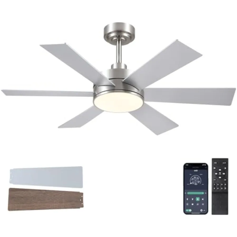 Ceiling Fans with Lights, Ceiling Fan with Remote APP, Dual-Sided Modern/Rustic 6 Blades, Reversible, 3CCT, Sloped Flush Mount
Ceiling Fans with Lights, Ceiling Fan with Remote APP, Dual-Sided Modern/Rustic 6 Blades, Reversible, 3CCT, Sloped Flush Mount