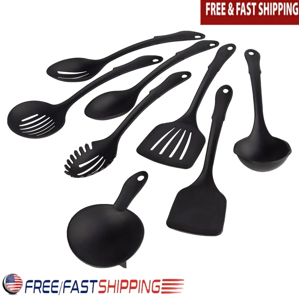 8-Piece Heat Resistant Nylon Kitchen Utensil Set with Connector Ring Dishwasher Safe Cooking Tools Nesting Utensils Easy Storage
8-Piece Heat Resistant Nylon Kitchen Utensil Set with Connector Ring Dishwasher Safe Cooking Tools Nesting Utensils Easy Storage