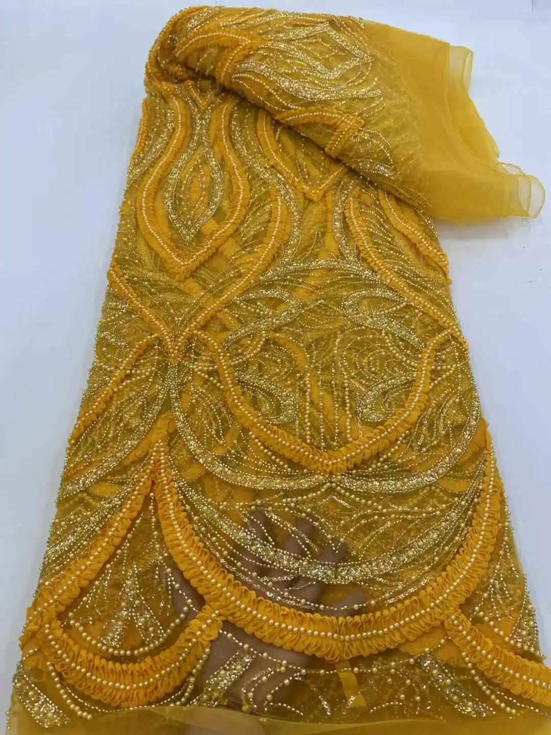 2025 Handmade Beaded Lace Fabric France Sequins Embroidery 3D Beads Nigerian Bridal Mesh Lace Fabric For Sewing
2025 Handmade Beaded Lace Fabric France Sequins Embroidery 3D Beads Nigerian Bridal Mesh Lace Fabric For Sewing