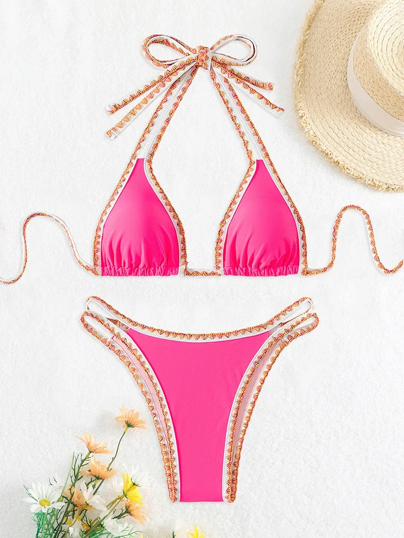 Sexy Pink Knitted Patchwork Micro Bikini 2025 Women Push Up Bra Hollow Out Thong Swimsuit Summer Bathing Suit Holiday Swimwear
Sexy Pink Knitted Patchwork Micro Bikini 2025 Women Push Up Bra Hollow Out Thong Swimsuit Summer Bathing Suit Holiday Swimwear