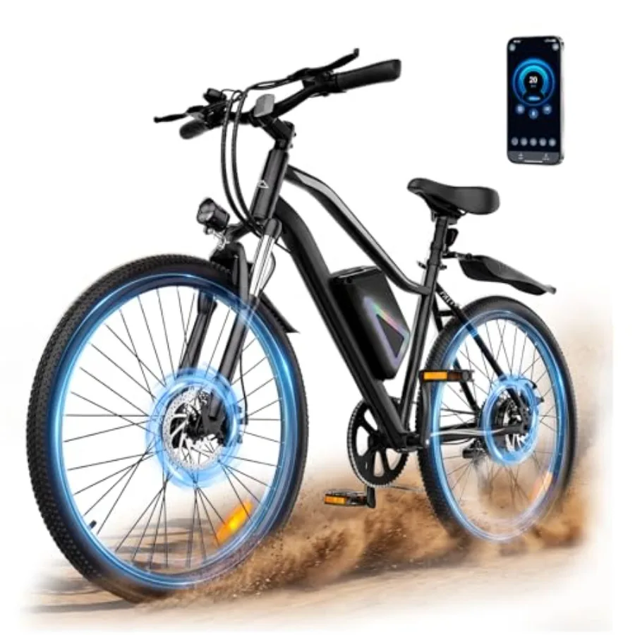 Electric Bike for urban commuting - aluminum frame black 750W peak motor 20MPH speed 60-mile range removable battery front susp
Electric Bike for urban commuting - aluminum frame black 750W peak motor 20MPH speed 60-mile range removable battery front susp